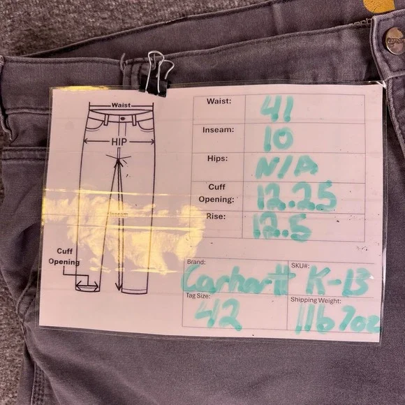 Carhartt Cargo Shorts Mens 42‎ Gray Hook & Loop Utility Relaxed 103542-Fit41x10 - Picture 4 of 11